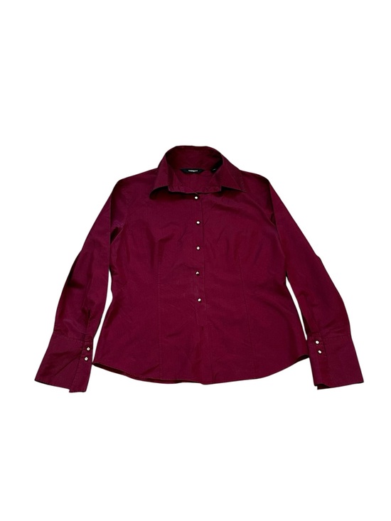 Express Tops - Vintage Express Cream Button-Up Shirt Y2K 90s Preppy Office Siren Academia